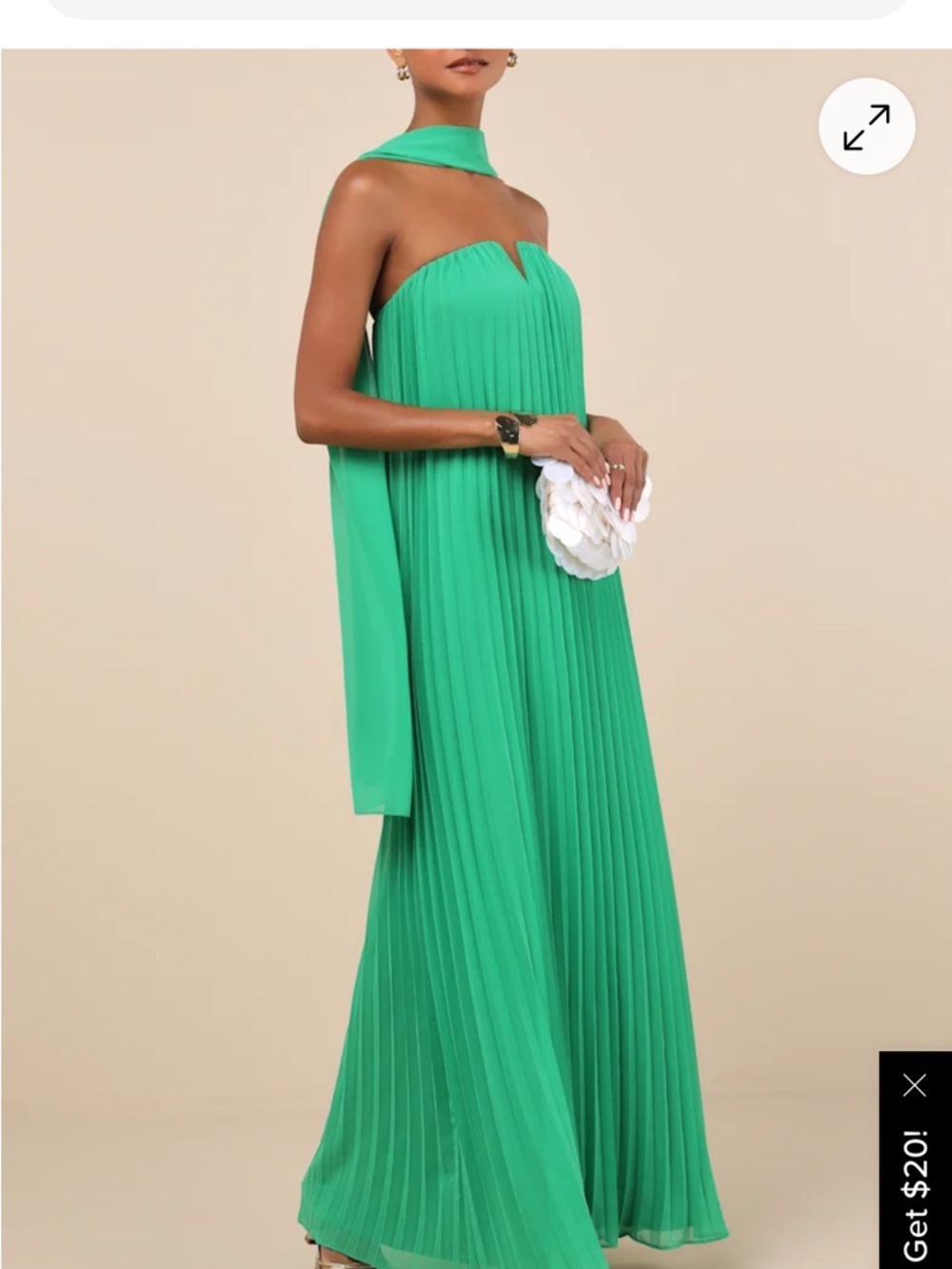 Lulus Strapless Pleated Maxi Dress in Emerald Green